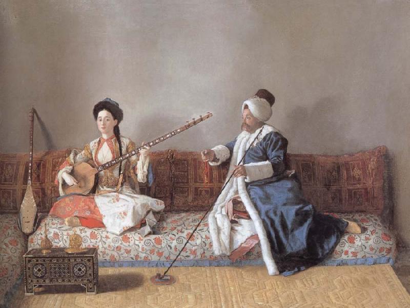 Jean-Etienne Liotard Portrait of M.Levett and of Mlle Glavany Seated on a Sofa Spain oil painting art